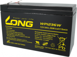 Lead-battery, 12 V, 9 Ah, 151 x 65 x 94 mm, faston plug 6.3 mm