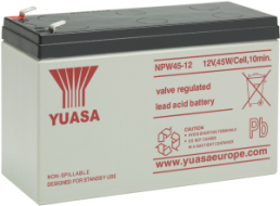 Lead-battery, 12 V, 7.5 Ah, 151 x 65 x 97.5 mm, faston plug 6.35 mm