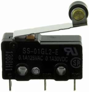 Subminiature snap-action switch, On-On, solder connection, roller lever, 0.49 N, 0.1 A/125 VAC, 30 VDC, IP40