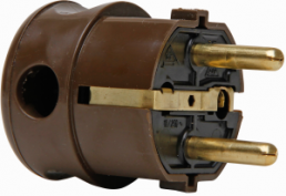 Schuko plug right-angled, 3 x 1.5 mm², brown