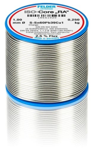 Solder wire, leaded, Sn60Pb39Cu1, Ø 1 mm, 250 g
