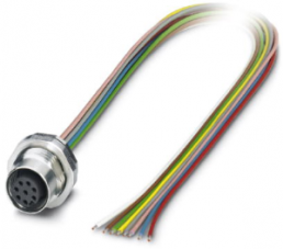 Sensor actuator cable, M12-flange socket, straight to open end, 8 pole, 0.5 m, 2 A, 1554720