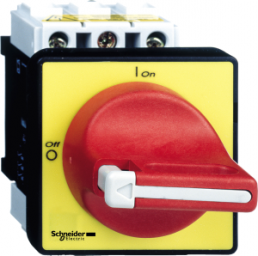 Emergency stop/main switch, Rotary actuator, 3 pole, 12 A, (W x H) 60 x 74 mm, panel mounting, VCD02