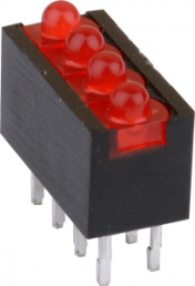 LED signal light, red, 5 mcd, pitch 2.54 mm, LED number: 4