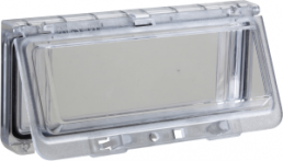 Plastic window with hinged transp. cover, for enclosure. IP 65, L78 x W165 x D25mm.