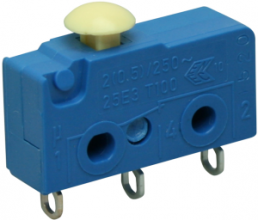 Subminiature snap-action switch, On-On, solder connection, pin plunger, 1.5 N, 2 (0.5) A/250 VAC, IP40