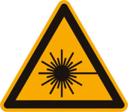 Warning sign, symbol: laser beam, Ø 200 mm, plastic, 029.01.9 200MM M