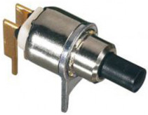 Pushbutton, 1 pole, black, unlit , 100 mA/30 V, mounting Ø 4.2 mm, 9533CD