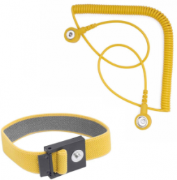 ESD contact bracelet with spiral cord length 2.4m, yellow, 9-341