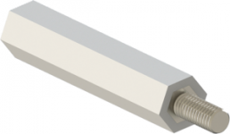 Hexagonal spacer bolt, External/Internal Thread, M6/M6, 15 mm, polystyrene