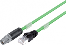 Sensor actuator cable, M12-cable plug, straight to RJ45-cable plug, straight, 8 pole, 10 m, PUR, green, 0.5 A, 79 9723 100 08