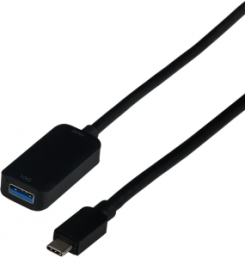USB 3.2 extension cable, USB plug type C to USB socket type A, 5 m, black