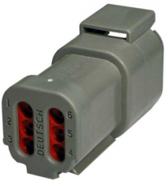 Plug, 6 pole, straight, 3 rows, gray, DTM04-6P-E003