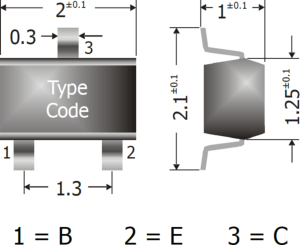 Bipolar junction transistor, PNP, -100 mA, -45 V, SMD, SOT-323, BC857BW