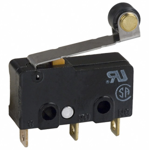Subminiature snap-action switch, On-On, solder connection, roller lever, 0.49 N, 5 A/125 VAC, 3 A/250 VAC, IP40