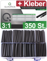 Heat shrink tubing kit 3:1, black, 350 pieces, 1807CA006