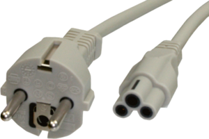 Device connection line, Europe, plug type E + F, straight on C5 jack, straight, H05VV-F3G0.75mm², black, 2 m