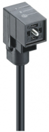 Sensor actuator cable, valve connector DIN shape C to open end, 2 pole + 2 x PE, 5 m, PVC, black, 4 A, 12282