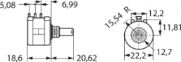 Precision potentiometer, 10 turns, 10 kΩ, 2 W, linear, solder lug, 3590S-6-103L