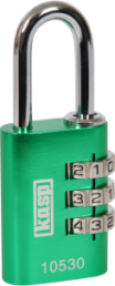 Combination lock, level 3, shackle (H) 27 mm, green, steel, (B) 30 mm, K10530GRED
