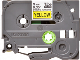 Labelling tape cartridge, 9 mm, tape yellow, font black, 8 m, TZE-S621