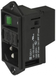 Plug C14, 3 pole, screw mounting, plug-in connection, black, DD11.0113.1111