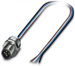 Sensor actuator cable, M12-flange plug, straight to open end, 4 pole, 0.5 m, 12 A, 1424140