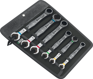 Open-end ratchet wrench kit, 6 pieces with bag, 10-19 mm, 30°, 305 mm, 1238 g, Chrome molybdenum steel, 05020022001