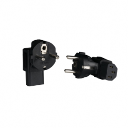 Power adapter IEC C13 to Schuko plug, black