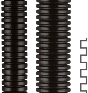 Corrugated hose, inside Ø 27 mm, outside Ø 34.5 mm, BR 70 mm, polyamide, black
