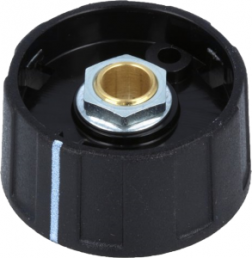 Rotary knob, 6 mm, plastic, black, Ø 31 mm, H 15.5 mm, A2631060