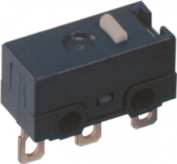 Ultraminiature snap-action switche, On-On, PCB connection, hinge lever, 0.49 N, 1 A/125 VAC, 30 VDC, IP40