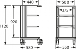 ESD laboratory trolley, (L x W x D) 900 x 550 x 580 mm, 26 kg, 00.711.007.1