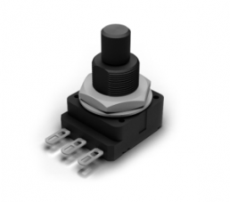 Carbon potentiometer with rotary switch, 1 kΩ, 0.2 W, linear, solder pin, PC16 SH 10IP061AI 1K0