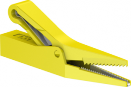 Alligator clip, yellow, max. 9.5 mm, L 62 mm, socket 4 mm, 64.9209-24