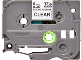 Labelling tape cartridge, 9 mm, tape transparent, font black, 8 m, TZE-S121