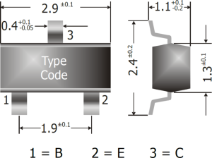 Bipolar junction transistor, PNP, -100 mA, -45 V, SMD, SOT-23, BC857C