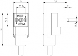 Sensor actuator cable, valve connector DIN shape C to open end, 2 pole + 2 x PE, 5 m, PVC, black, 4 A, 12264