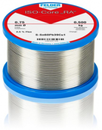 Solder wire, leaded, Sn60Pb39Cu1, Ø 0.75 mm, 500 g