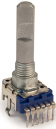 Rotary Metal Shaft Dual-Potentiometer, 10 kΩ, 0.05 W, linear, solder pin, PRS12R-2015K-103B1