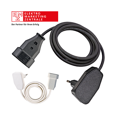 2.5 A Extension Cords with Flat Euro-Angled Plug