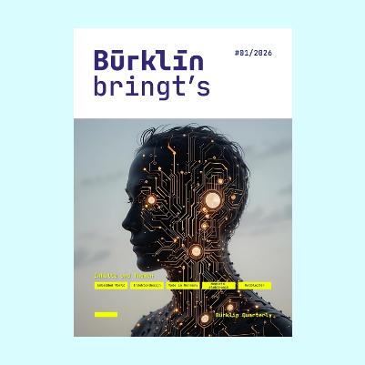 Magazin „Bürklin bringt’s #03/2025“ mit Titel „Industry 4.0“; aufgeschlagene Seite zeigt ein Schaf mit Sonnenbrille und Geldscheinen, daneben der Hinweis auf Steuervorteile bis 31.10.2025.