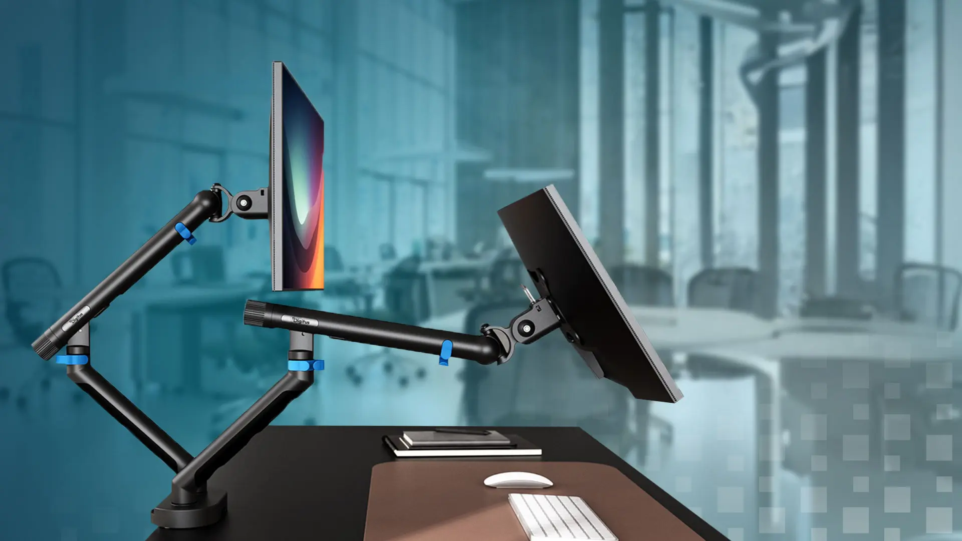 Flexible Arbeitsplätze mit DIGITUS® Monitorhalterungen