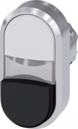 Doppeldrucktaster, unbeleuchtet, tastend, Bund oval, weiß/schwarz, Einbau-Ø 22.3 mm, 3SU1050-3BB61-0AA0