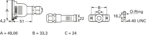 D-Sub Steckverbindergehäuse, Größe: 2 (DA), gerade 180°, Kabel-Ø 6 bis 12 mm, PBT, schwarz, 165X14879X