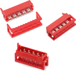 Schneidklemmsteckverbinder, 4-polig, RM 2.54 mm, gerade, rot, 690157000472