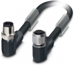 Sensor-Aktor Kabel, M12-Kabelstecker, abgewinkelt auf M12-Kabeldose, abgewinkelt, 6-polig, 2 m, TPV, schwarz, 2 A, 1428694