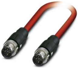Netzwerkkabel, M12-Stecker, gerade auf M12-Stecker, gerade, Cat 5, SF/TQ, PVC, 10 m, rot