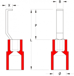 Isolierter Stiftkabelschuh, 0,5-1,5 mm², 3 mm, rot