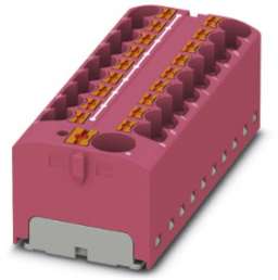 Verteilerblock, Push-in-Anschluss, 0,2-6,0 mm², 19-polig, 32 A, 6 kV, pink, 3273917